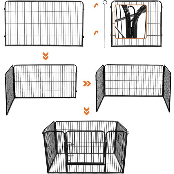 Kutya kennel, kutyaketrec 122x80x70 cm, kültéri kisállat kifutó, fekete