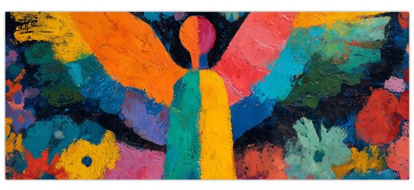 Kép - Absztrakt angyal virágokkal (120x50 cm)