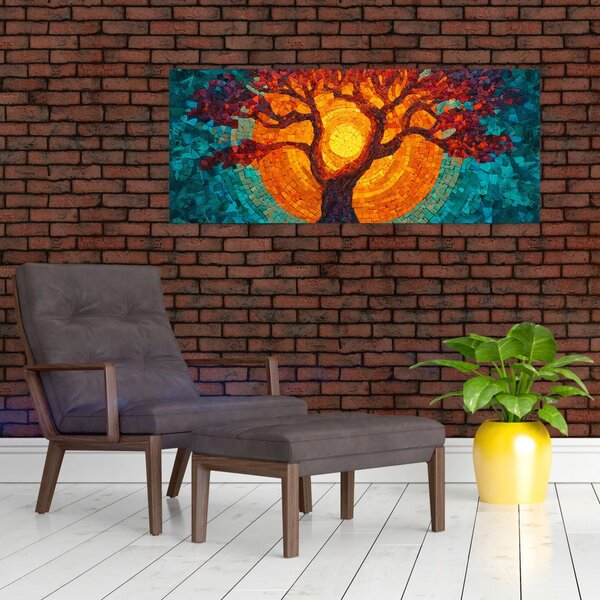 Kép - Az élet fája és a nap mozaikban (120x50 cm)