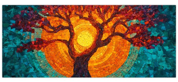 Kép - Az élet fája és a nap mozaikban (120x50 cm)