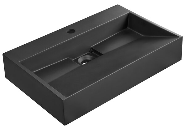 Falra szerelt mosdókagyló QUENKO 60 x 38 cm Műmárvány Fekete