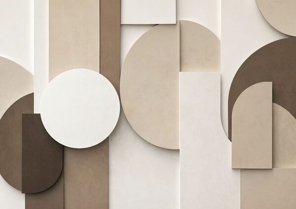 Fotótapéta Texturált bézs színű geometrikus alakzatok réteges 3D-kompozícióban, minimalista, modern, Fotótapéta geometria, w05598 : Uwalls.hu