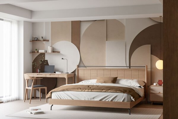 Fotótapéta Texturált bézs színű geometrikus alakzatok réteges 3D-kompozícióban, minimalista, modern, Fotótapéta geometria, w05598 : Uwalls.hu
