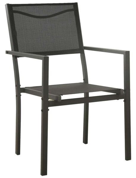 4 db fekete és antracitszürke textilén és acél kerti szék