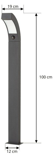 Lucande LED-es útvilágítás Lennik, érzékelő, 100 cm, antracit, Fekete, Alumínium, Modern