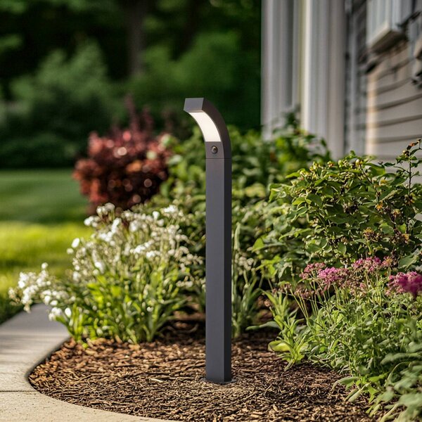 Lucande LED-es útvilágítás Lennik, érzékelő, 100 cm, antracit, Fekete, Alumínium, Modern