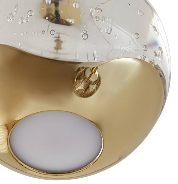Lucande LED-es függőlámpa Hayley, Ø 25 cm, 3-as lámpa, arany, üveg, Tiszta / átlátszó, Nappali / Étkező, Üveg, Modern
