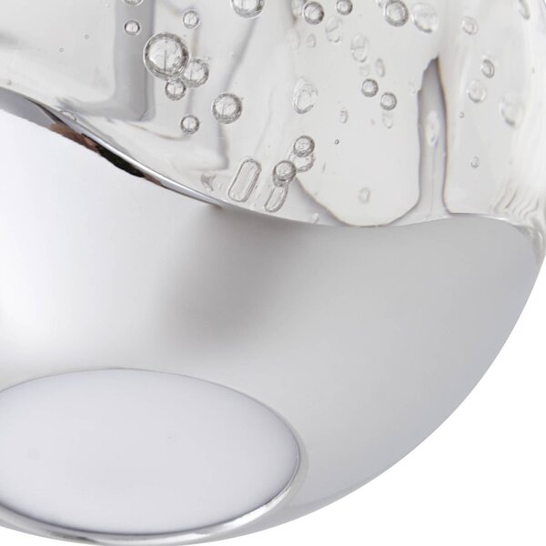 Lucande LED-es függőlámpa Hayley, Ø 9 cm, króm színű, üveg, Tiszta / átlátszó, Nappali / Étkező, Üveg, Modern