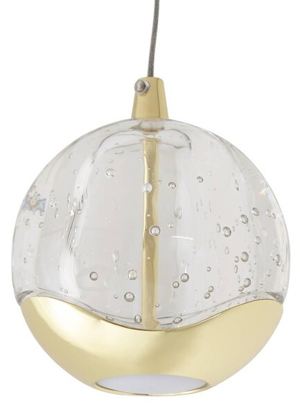 Lucande LED-es függőlámpa Hayley, Ø 9 cm, arany színű, üveg, Tiszta / átlátszó, Nappali / Étkező, Üveg, Modern