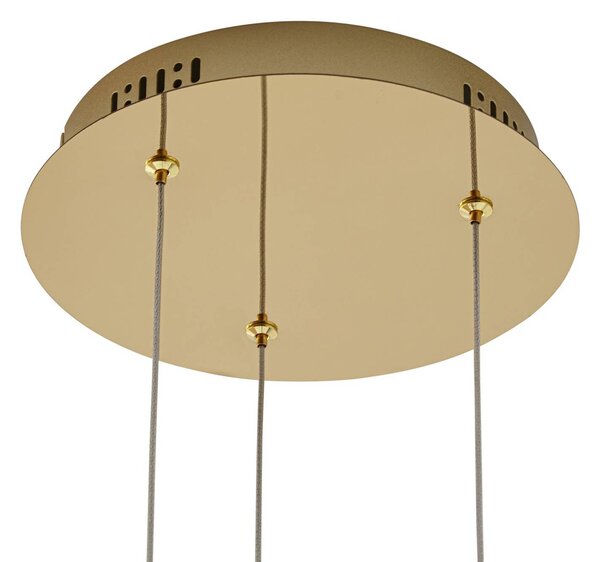 Lucande LED-es függőlámpa Hayley, Ø 25 cm, 3-as lámpa, arany, üveg, Tiszta / átlátszó, Nappali / Étkező, Üveg, Modern