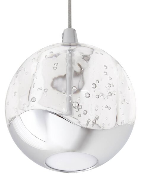 Lucande LED-es függőlámpa Hayley, Ø 9 cm, króm színű, üveg, Tiszta / átlátszó, Nappali / Étkező, Üveg, Modern