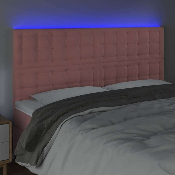 VidaXL LED-es Bársony Fejtámla - Rózsaszín - 180x128cm