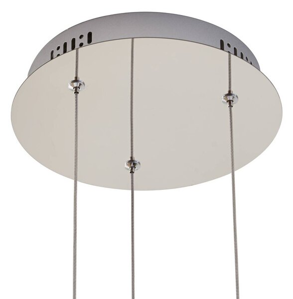 Lucande LED-es függőlámpa Hayley, Ø 25 cm, 3-as lámpa, króm, üveg, Tiszta / átlátszó, Nappali / Étkező, Üveg, Modern