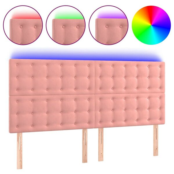 VidaXL LED-es Bársony Fejtámla - Rózsaszín - 180x128cm