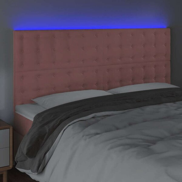 VidaXL LED-es Bársony Fejtámla - Rózsaszín - 180x128cm