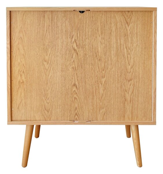 Natúr színű magas komód tolóajtóval, tölgyfa dekorral 83x95 cm Rove – Woodman