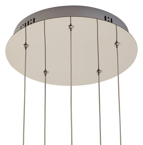 Lucande LED-es függőlámpa Hayley, Ø 30 cm, 5 lámpás, króm, üveg, Tiszta / átlátszó, Nappali / Étkező, Üveg, Modern