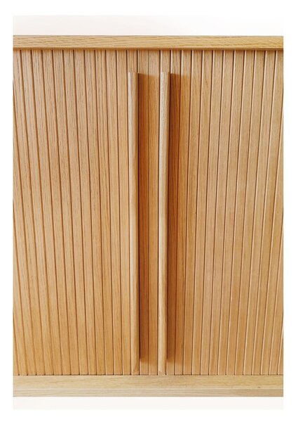 Natúr színű magas komód tolóajtóval, tölgyfa dekorral 83x95 cm Rove – Woodman