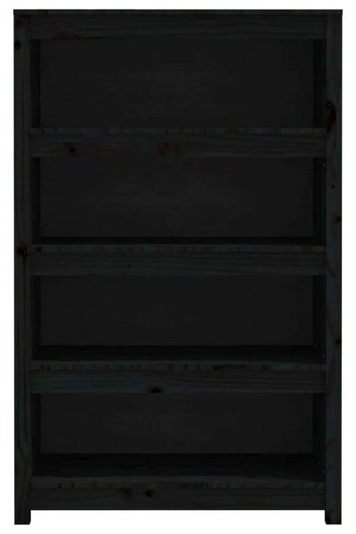 VidaXL Fekete Fenyőfa Könyvespolc - 80x35x126 cm