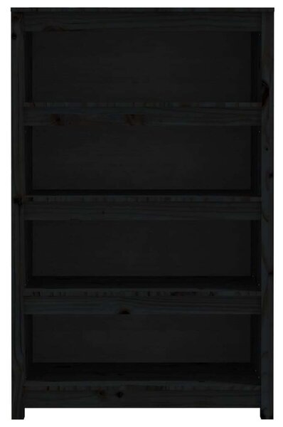 VidaXL Fekete Fenyőfa Könyvespolc - 80x35x126 cm