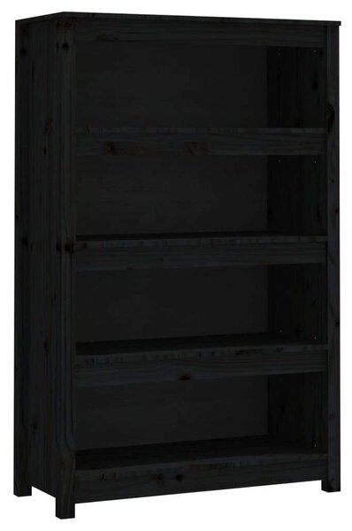 VidaXL Fekete Fenyőfa Könyvespolc - 80x35x126 cm