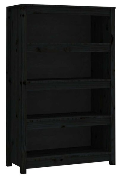 VidaXL Fekete Fenyőfa Könyvespolc - 80x35x126 cm