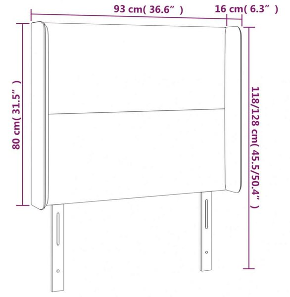 VidaXL tópszínű szövet LED-es fejtámla 93x16x118/128 cm