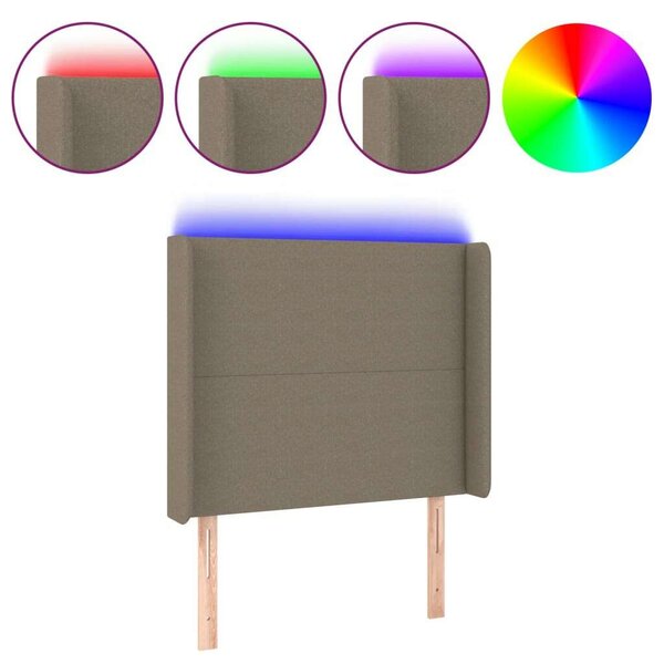 VidaXL tópszínű szövet LED-es fejtámla 93x16x118/128 cm