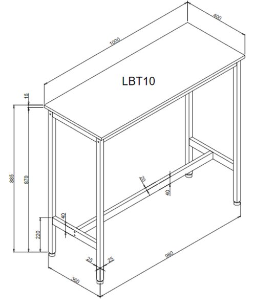 Bárasztal, magas bárpult 100 x 40 x 90 cm, rusztikus barna