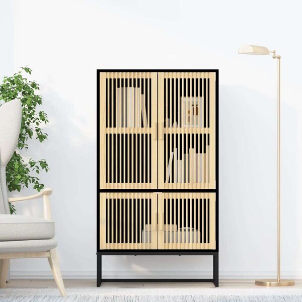 Skandináv Fekete Fa Magasszekrény - 70x35x125 cm