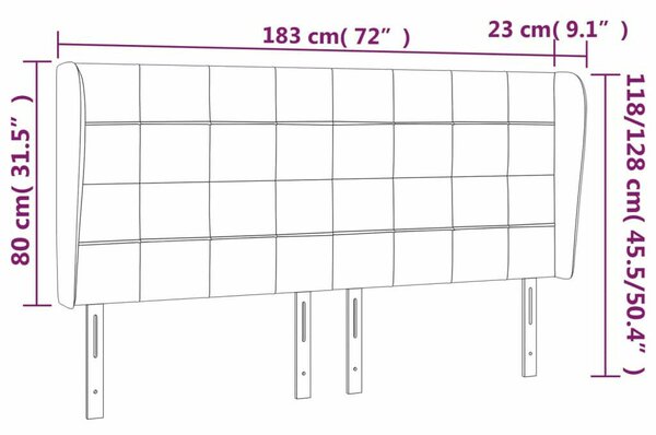 VidaXL Krémszínű Szövet Fejtámla Szárnyakkal - 183x23x118/128 cm