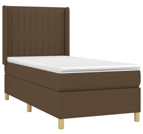 VidaXL sötétbarna szövet rugós ágy matraccal 100 x 200 cm