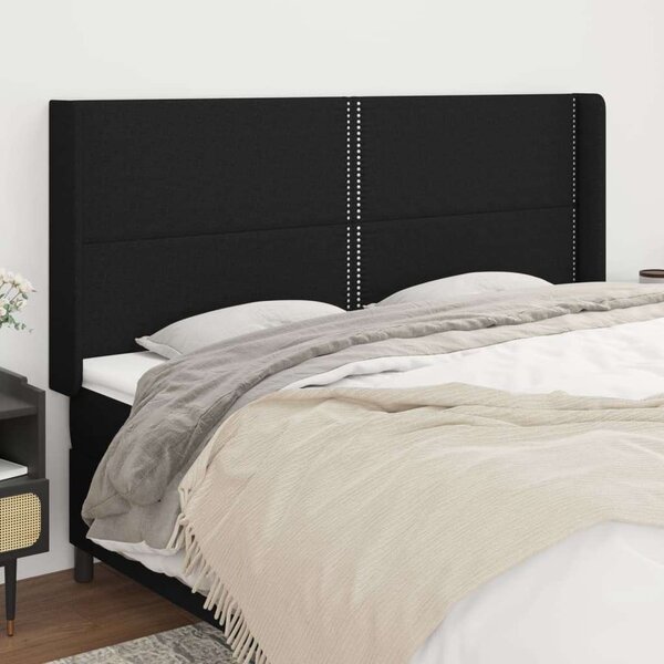 VidaXL fekete szövet fejtámla szárnyakkal 203x16x118/128 cm