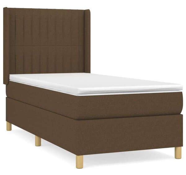 VidaXL sötétbarna szövet rugós ágy matraccal 100 x 200 cm