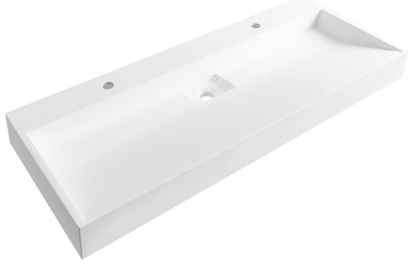 Falra szerelhető dupla mosdókagyló QUENKO 120 x 46 cm Műmárvány Fehér