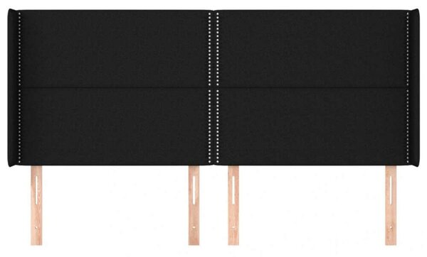 VidaXL fekete szövet fejtámla szárnyakkal 203x16x118/128 cm