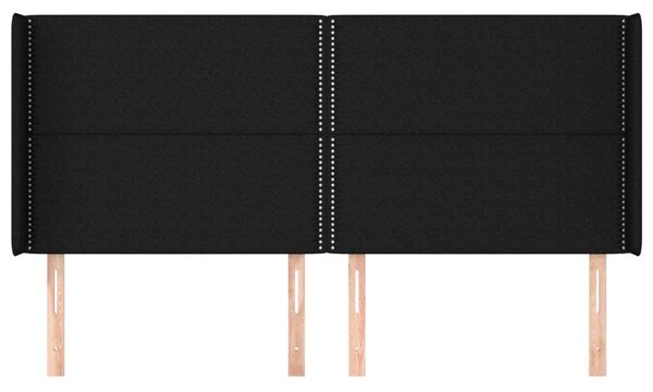 VidaXL fekete szövet fejtámla szárnyakkal 203x16x118/128 cm