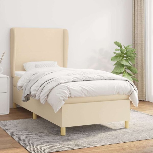 VidaXL krémszínű szövet rugós ágy matraccal 100 x 200 cm