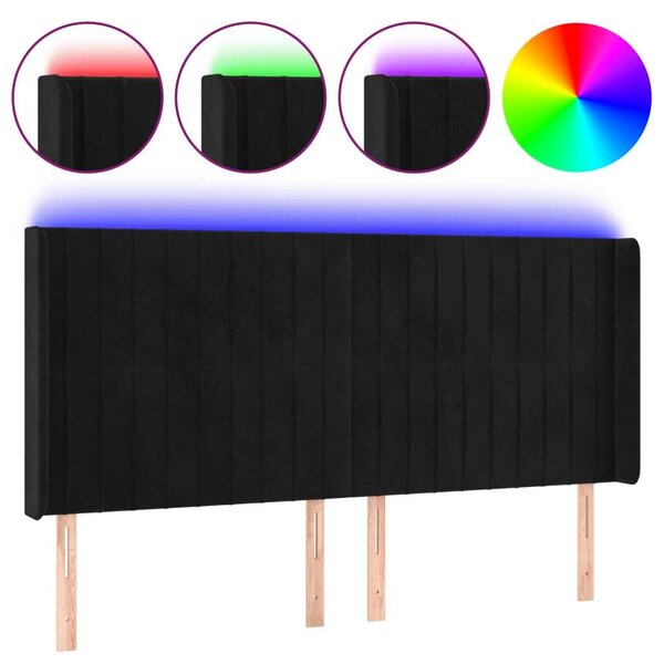 VidaXL fekete bársony LED-es fejtámla 163x16x118/128 cm