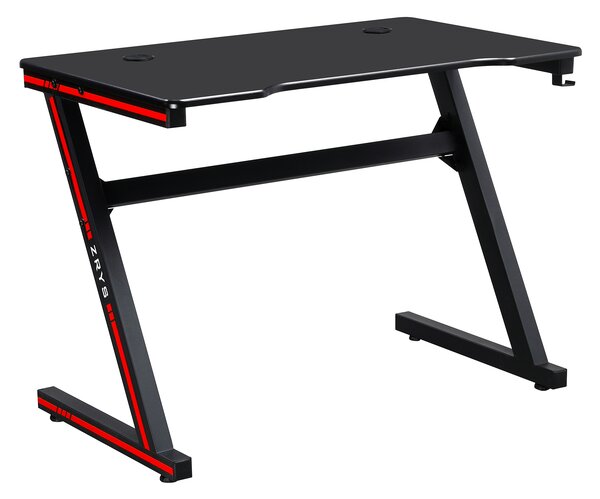 KONDELA Gamer asztal/számítógépasztal, fekete/piros, MACKENZIE 100cm