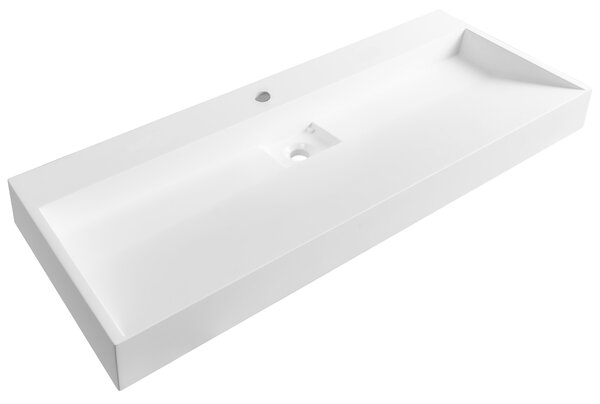 Falra szerelt mosdókagyló QUENKO Fehér 120 x 46 cm Műmárvány