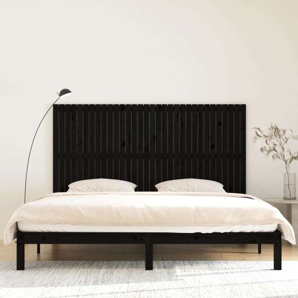 VidaXL Fekete Fenyőfa Fali Fejtámla - 204x110 cm