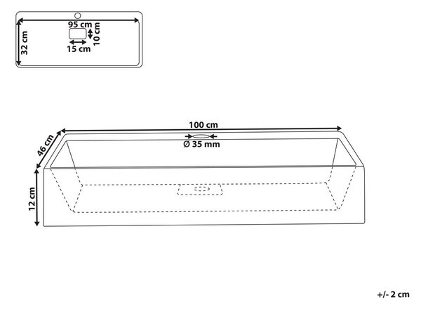 Falra szerelt mosdókagyló QUENKO 100 x 46 cm Műmárvány Fekete