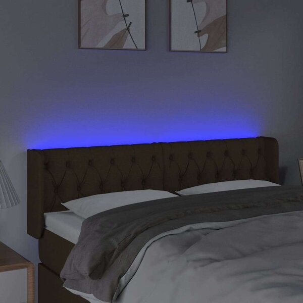 VidaXL sötétbarna szövet LED-es fejtámla 147 x 16 x 78/88 cm