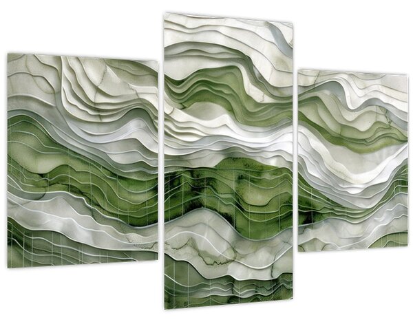Kép - Zöld és fehér fodrok (90x60 cm)