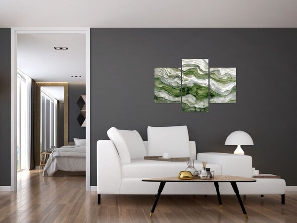Kép - Zöld és fehér fodrok (90x60 cm)