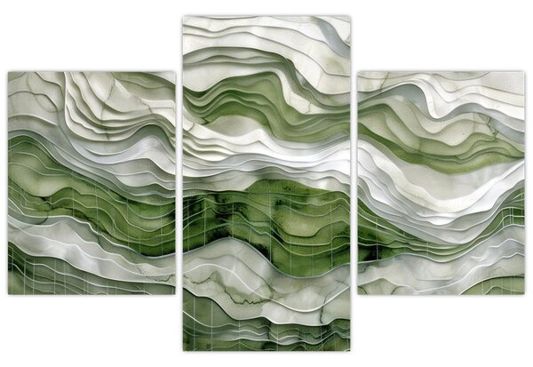 Kép - Zöld és fehér fodrok (90x60 cm)