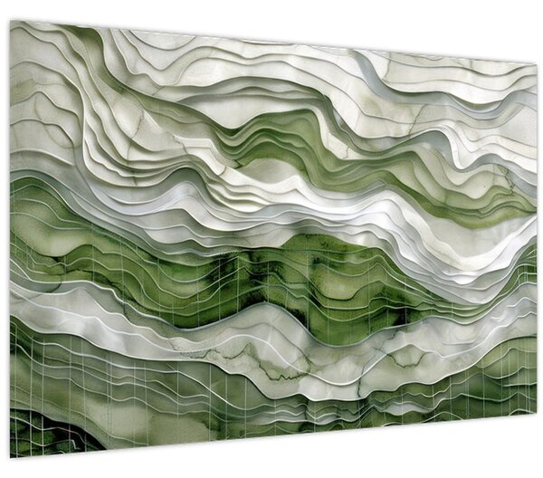 Kép - Zöld és fehér fodrok (90x60 cm)