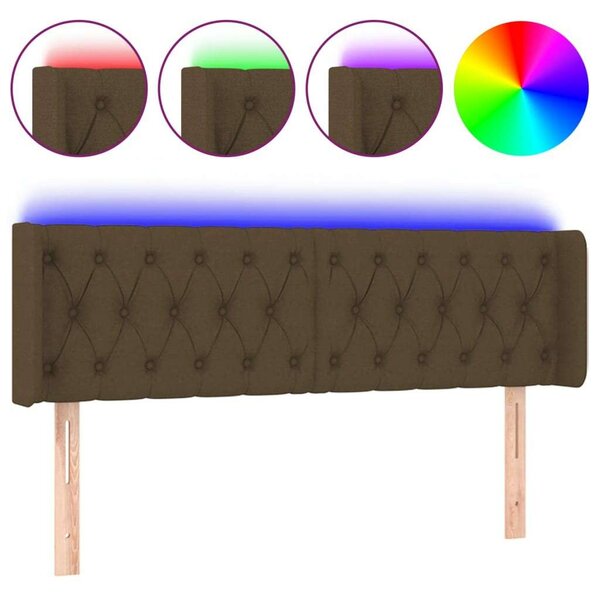VidaXL sötétbarna szövet LED-es fejtámla 147 x 16 x 78/88 cm