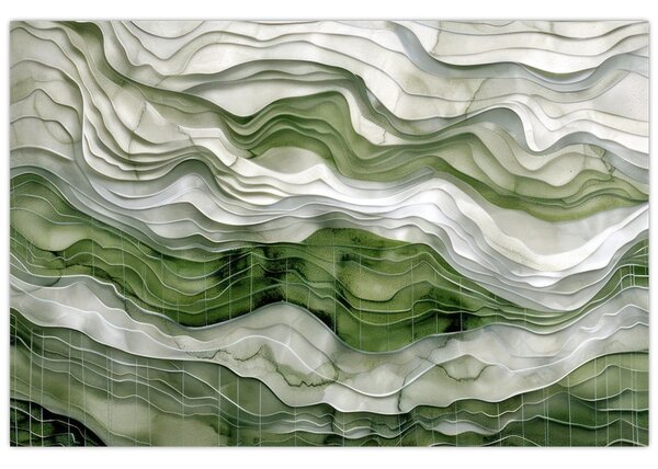 Kép - Zöld és fehér fodrok (90x60 cm)